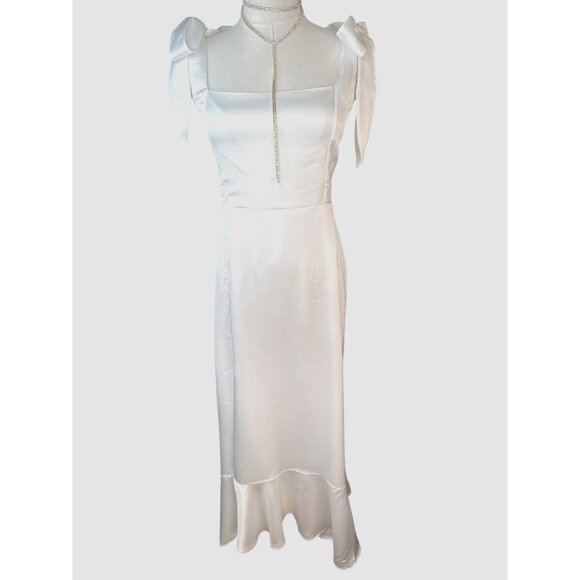 Show Me Your Mumu White Midi Dress With Bow Tie Straps & Smocked Back NWOT - Picture 13 of 16